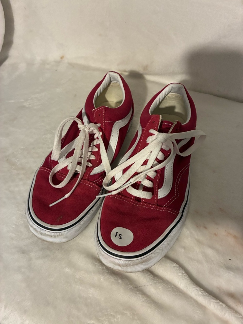 Red vans Canvas Low-Top Skate Sneakers with White Stripe